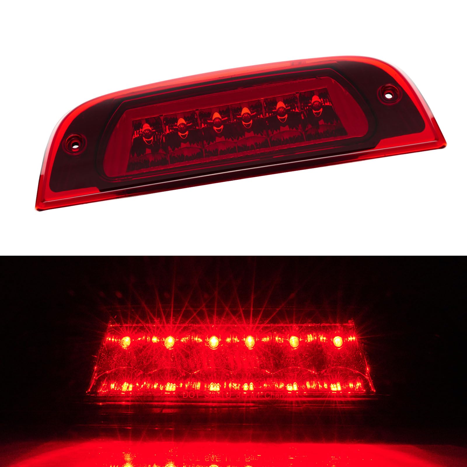 Third 3rd Brake Light LED for 2002-2007 Jeep Liberty, High Mount Rear Brake Lights Assembly for 02-07 Liberty, Waterproof Center Cab Lamp Stop Light (Red)