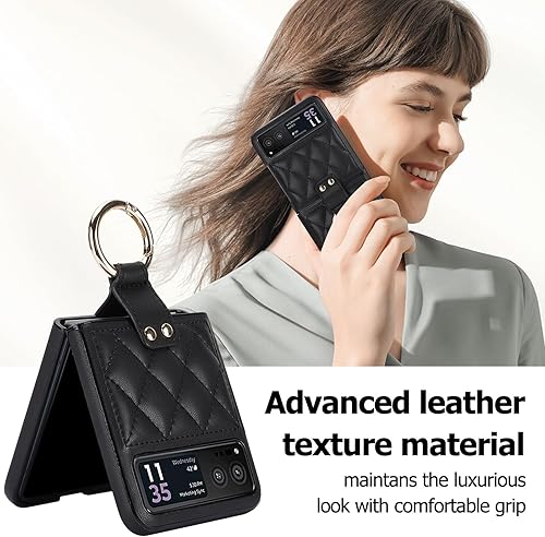 Miniatura 4 de XNXCEVI Funda para Motorola Razr con anillo, cubierta trasera de cuero de primera calidad, antiarañazos, a prueba de golpes, para Motorola Razr 2023