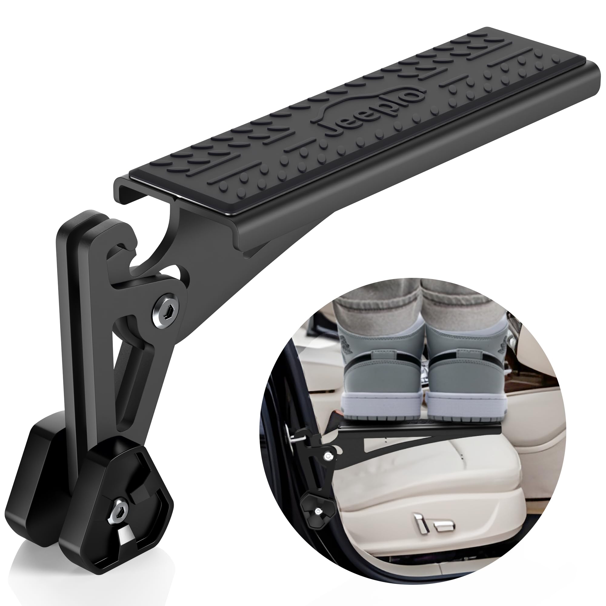 Foldable Car Door Step Universal Fit - Anti Slip Rubber Grip Doorstep - Adjustable Car Door Step for Car Roof Access - Car Camping Essentials, Replacement for Tire Step, Max Load 500 lbs