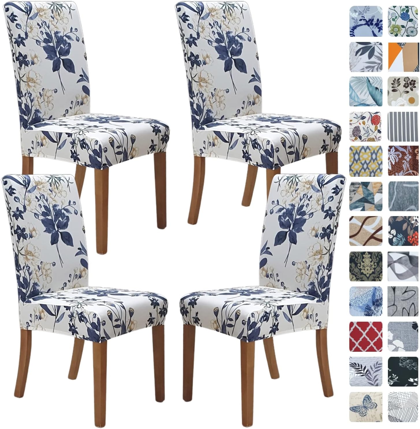 SPRINGRICO Chair Covers for Dining Room Set of 4, Stretch Dining Chair Cover, Washable Spandex Kitchen Parsons Chair Slipcovers, Removable Seat Protector for Home or Party (4Pack, Garden of Eden)