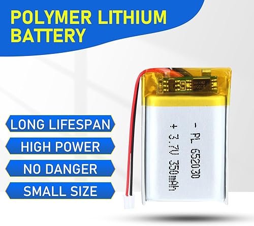 Miniatura 4 de 652030 3.7V Lipo Batería 350mAh 652030 Batería recargable de polímero de litio con conector JST PH2.0.000 in para dispositivo electrónico