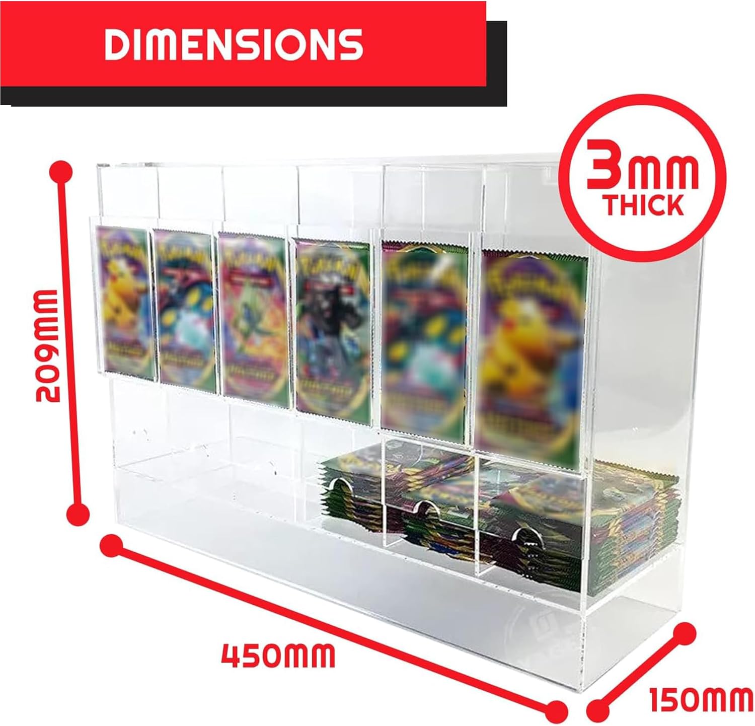 EVORETRO Booster Pack Dispenser 6-Slot Acrylic TCG Display Case – Card Dispenser & Card Pack Dispenser Compatible with Pokémon, MTG, Lorcana, Yu-Gi-Oh, One Piece