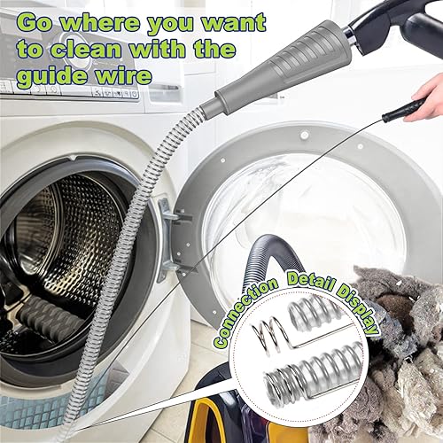 Miniatura 8 de Sealegend V2, Kit limpiador para la ventilación de la secadora, accesorio para manguera de vacío, cepillo, removedor de pelusas, potente manguera de