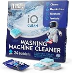IO CLEAN Comprimés de nettoyage de la laveuse, 24 Compte (1 Année de disponibilité) – C'est profond. Clean Comprimés nettoyants pour lave-linge HE Charge avant & Charge supérieure – Détartrage de laveuse sans parfum pour le contrôle d'odeur