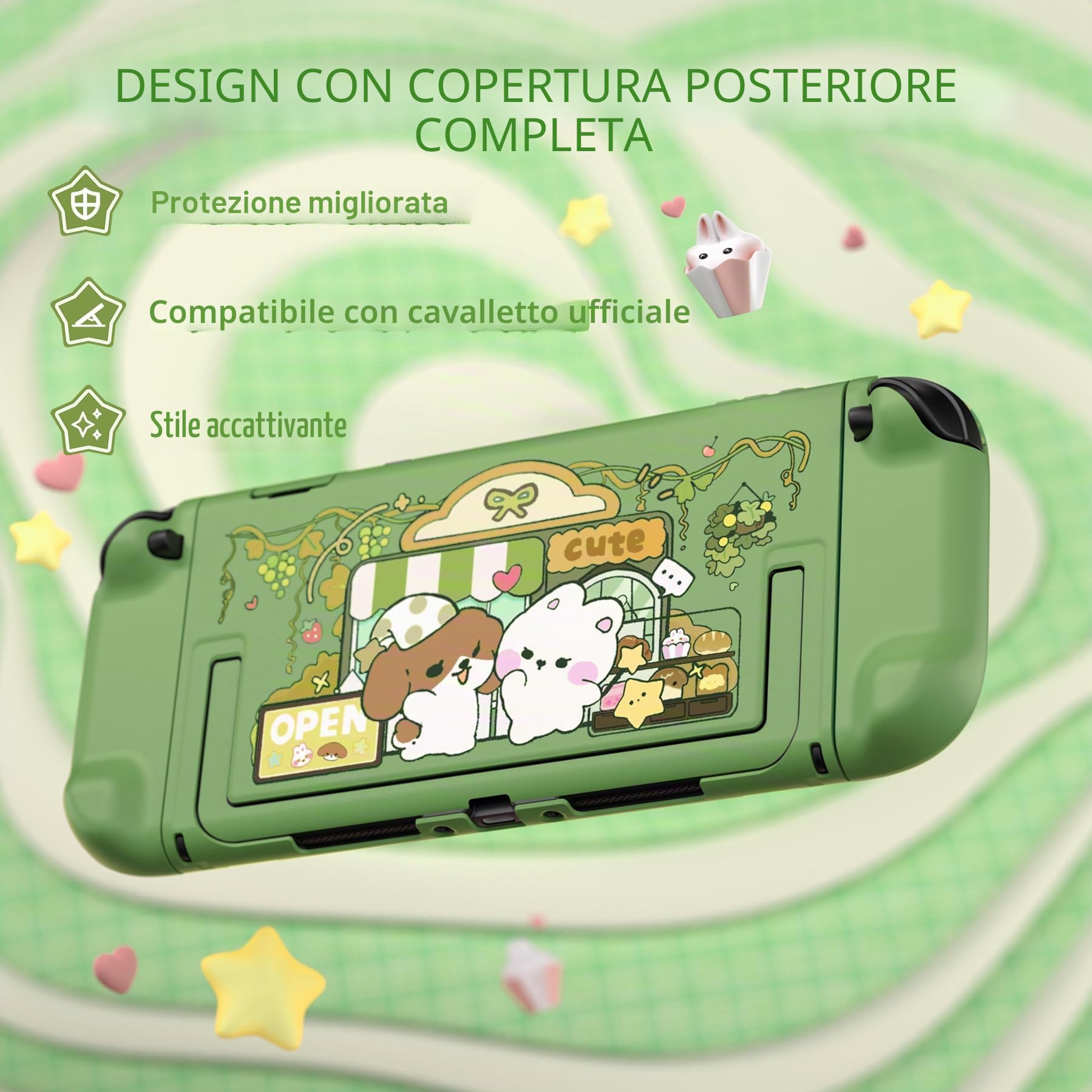 playvital per Switch 2 Cover Rigida Dockable, Custodia Protettiva Adesivi per Nintendo Switch 2 Console, Copri Tasti & Gommini per Joycon 2, Accessori Carini, Pasticceria nella Foresta
