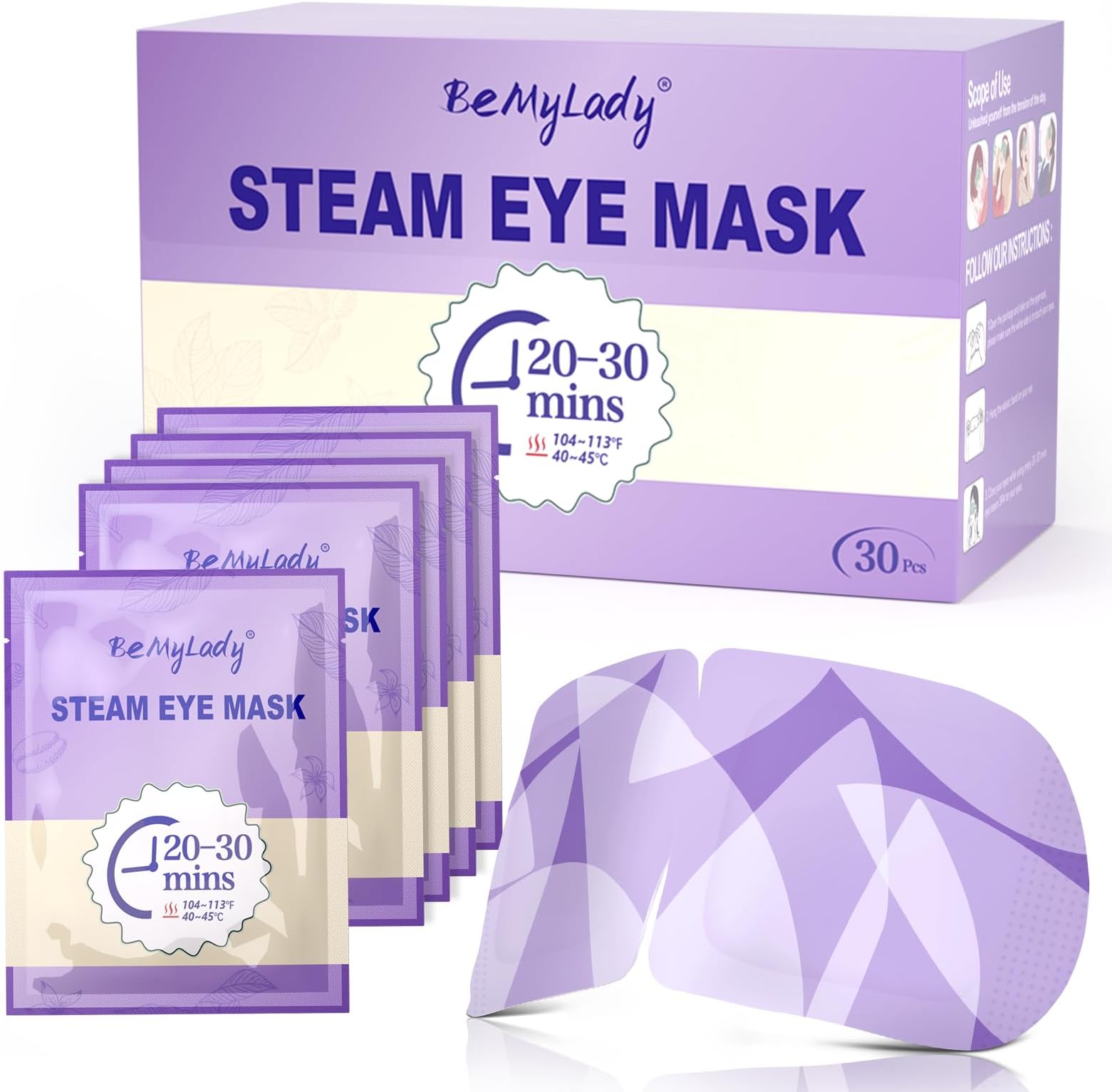 BeMyLady Steam Lavender Eye Mask for Dry Eyes, Disposable