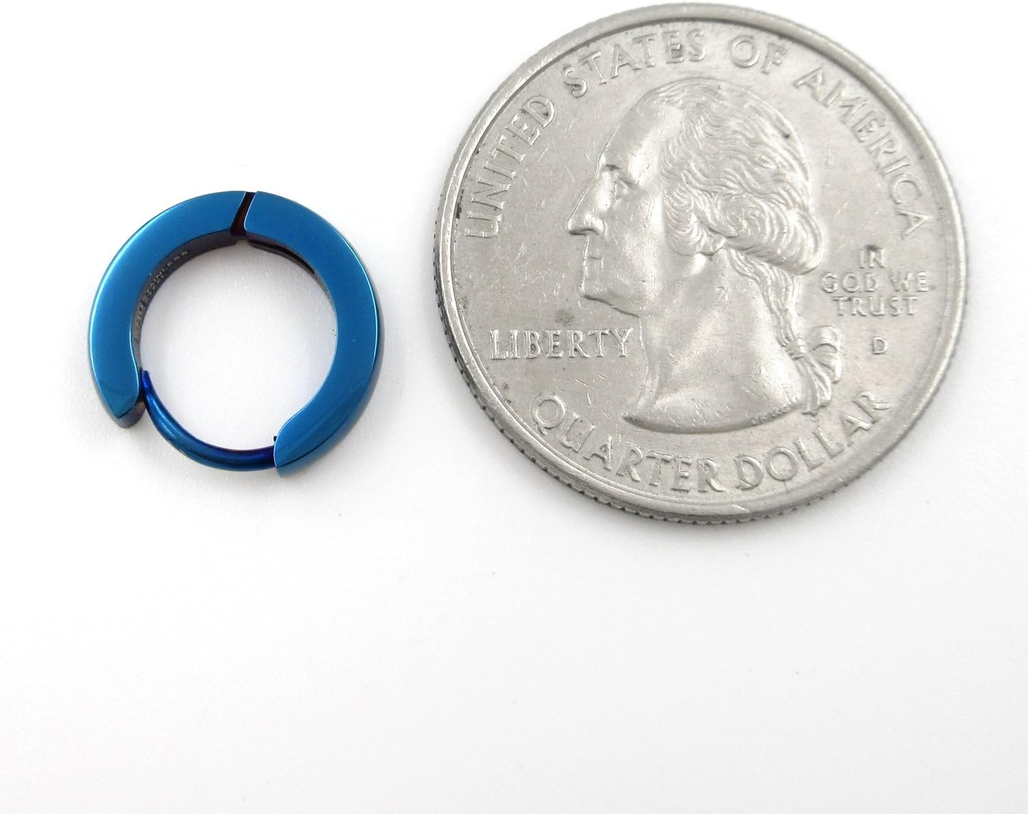 Pair Stainless Steel Blue Plated Curve Polished Hoop Earrings 3mm - Image 3