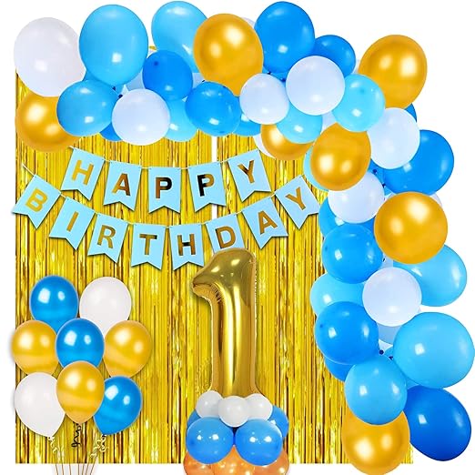 Party Propz 1st Birthday Decoration For Boys 28Pcs for Celebration /First Birthday Decorations