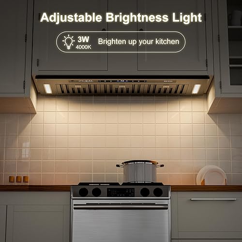 Miniatura 7 de BRANO Campana extractora de 36 pulgadas, 900 CFM, control de voz, gestos, táctil, ventilación integrada de campana de cocina con ventilador de