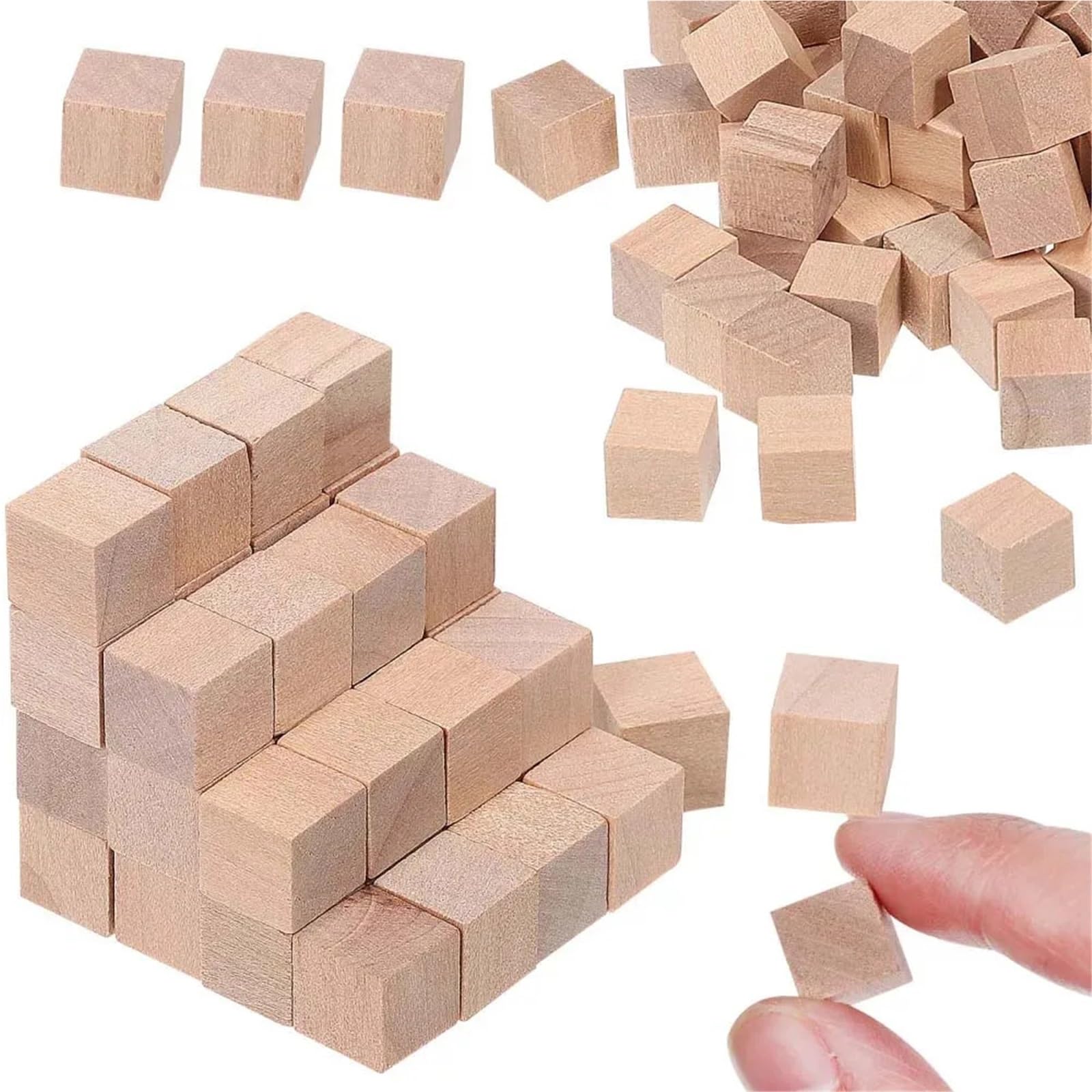 zyrqon 1000 pcs Wooden Cubes Small Wooden Blocks DIY Craft Blocks Blank Cubes Solid Wood