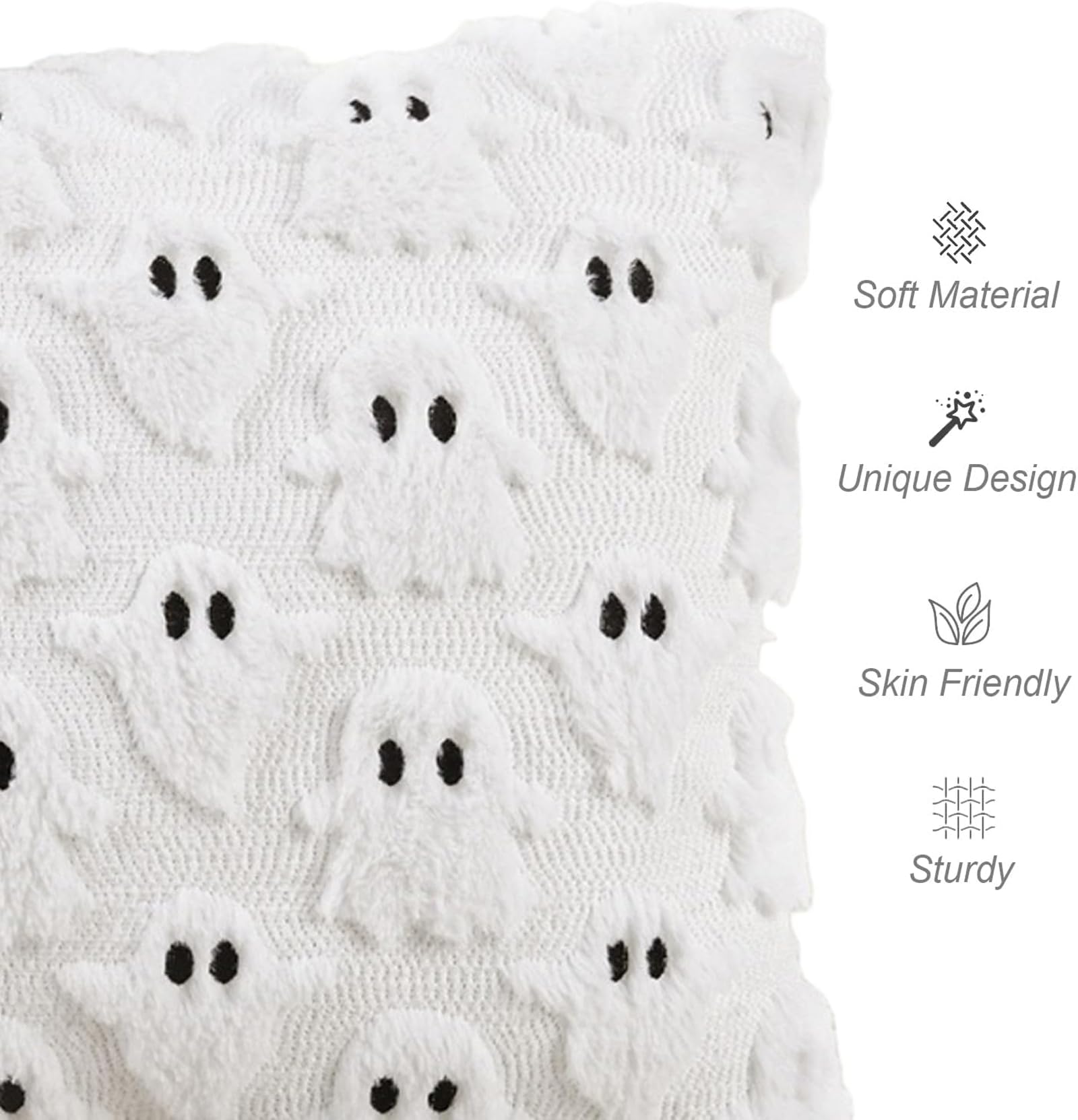 Housses De Coussin Halloween Fantôme - Lot De 2 Taies 45x45 Cm En Fausse Fourrure Beige (style Vintage)