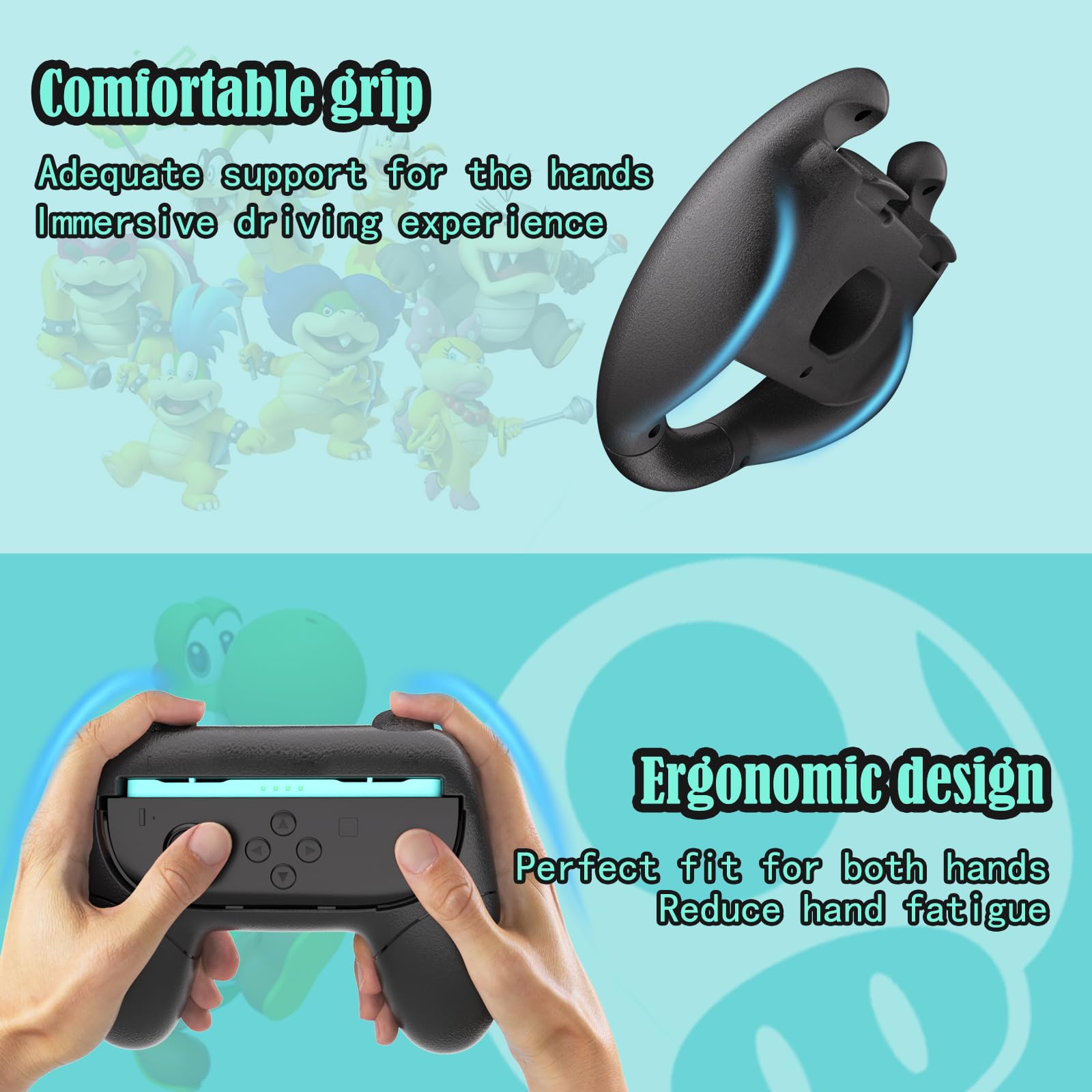 HEYSTOP Lenkräder für Nintendo Switch 2 Joy-Con Grip Rennlenkräder für Mario Kart 8 Deluxe 4-in-1 Lenkradgriff-Hülle