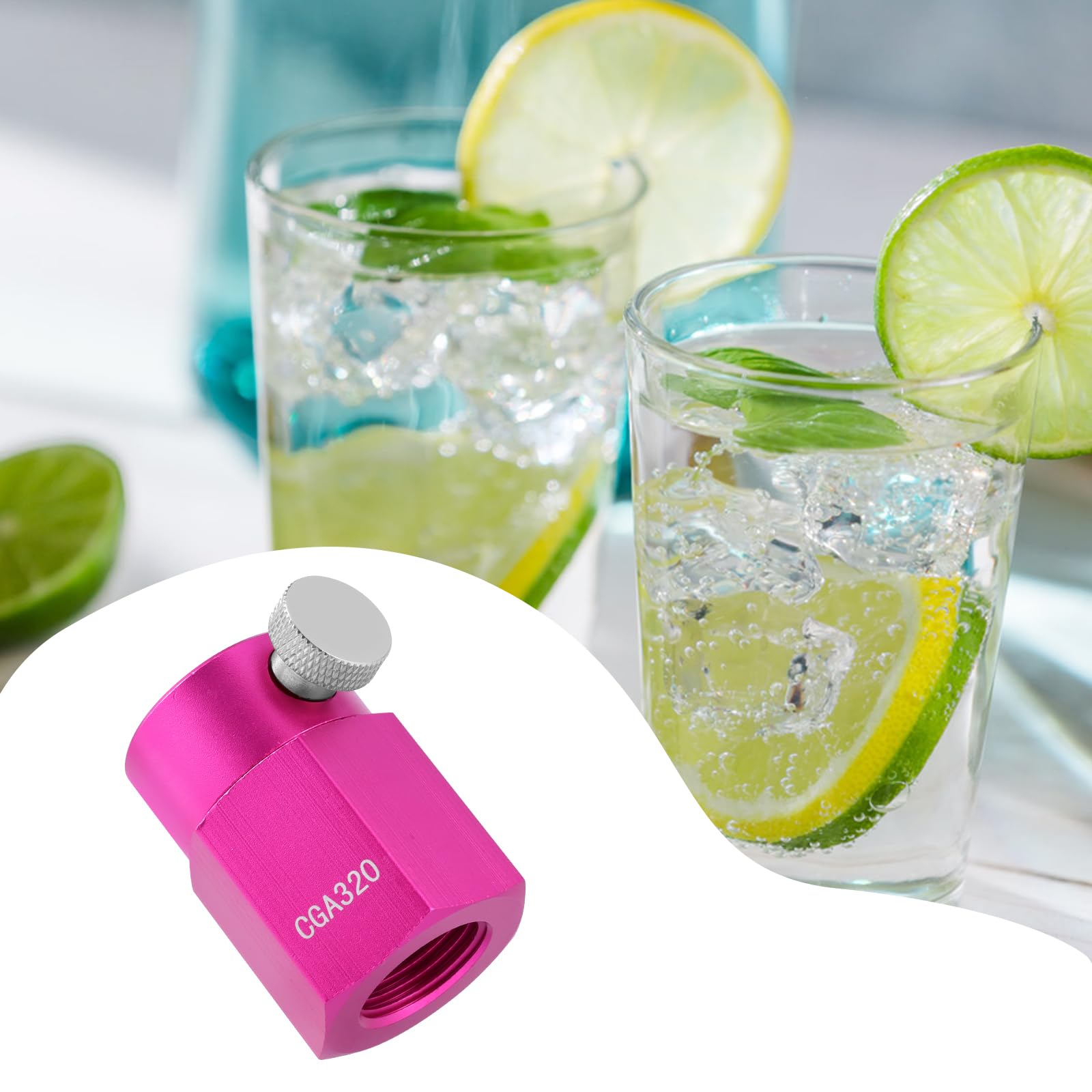 CO2 Refill Adapter Connector Aluminum Alloy CO2 Connector Replacement with 4 Sealing Rings Easy Install for Filling