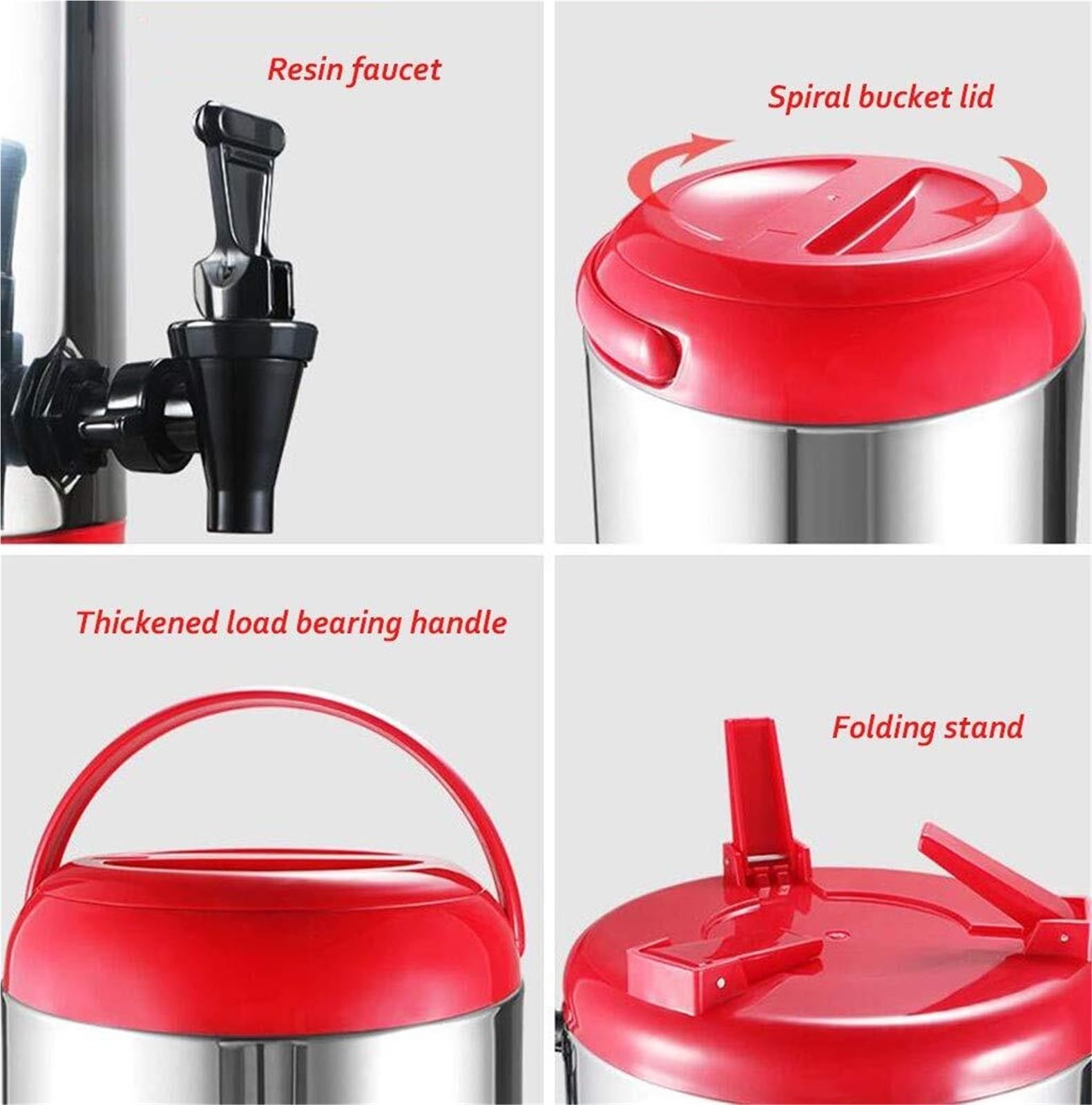 Dispenser termico termico per bevande, in acciaio inox, 12 ore di conservazione del calore, per riunioni di famiglia e cucina