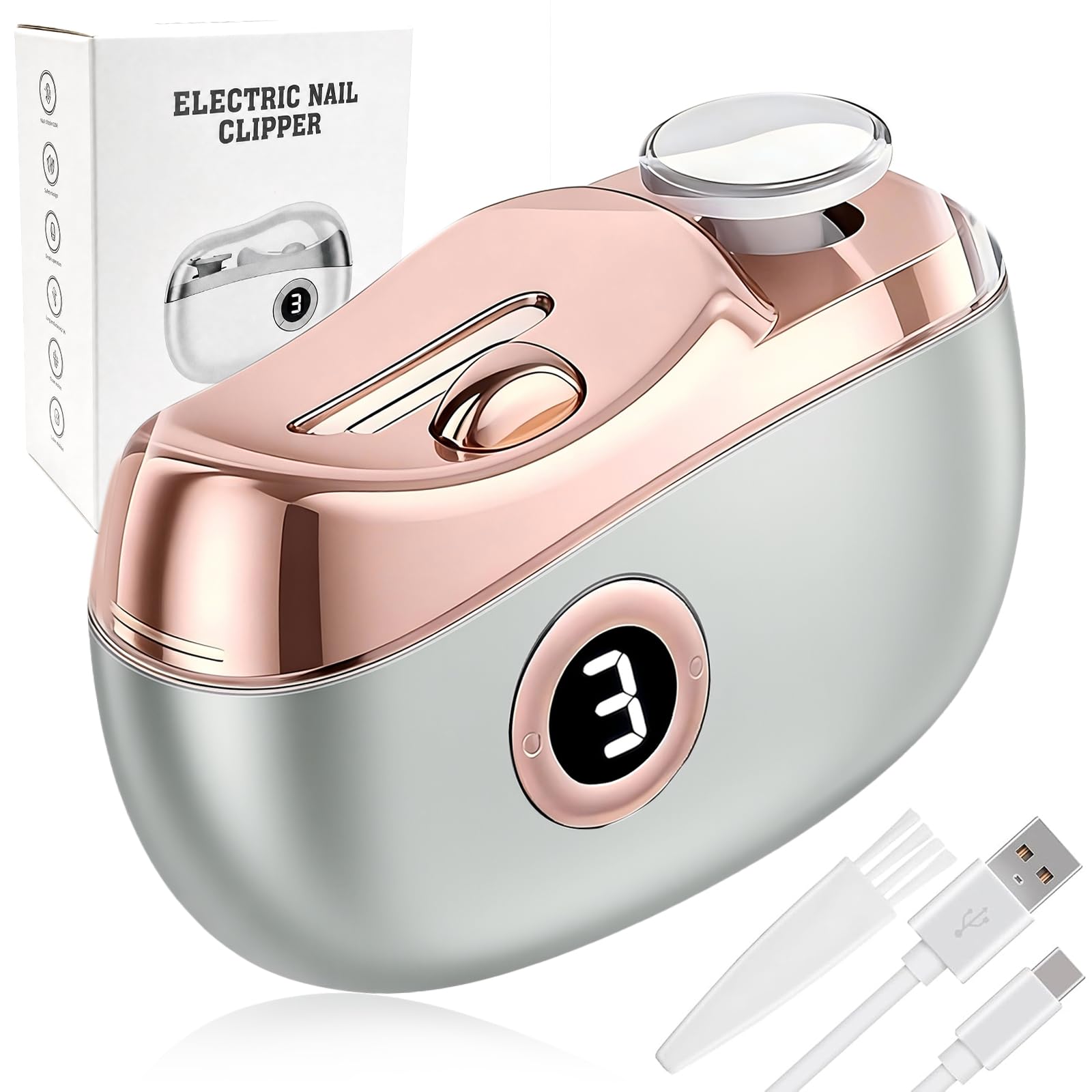 Electric Nail Clipper, 3-Speed Electric Nail Trimmer with Display Screen