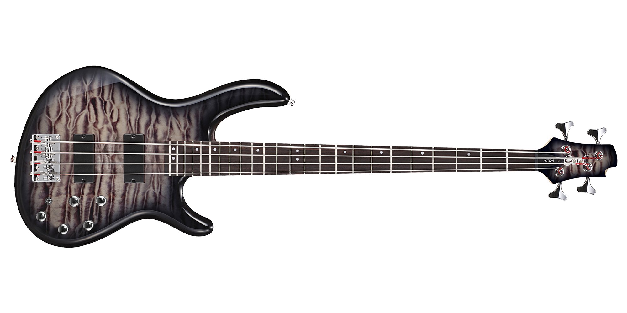 Cort B-001-0763-0 Basso Elettrico Modern Style a 4 Corde di Ottima Qualità con Top in Acero