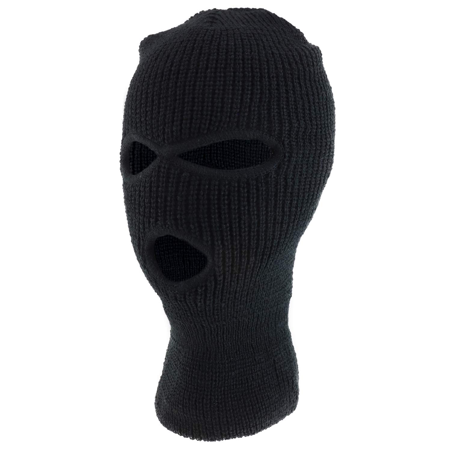 Decky Winter Full Face Cover Acrylic Ski Mask 3 Beanie Hat - Black