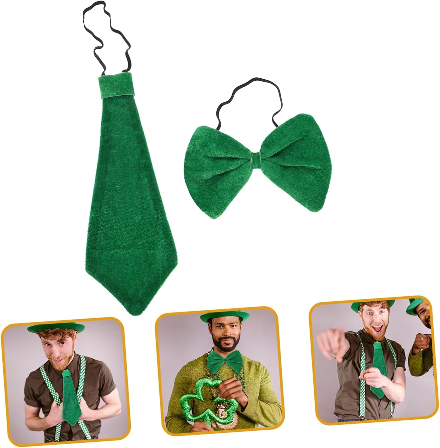 1set Men's Tie and Bow Tie for Patrick's Day Comfortable Design Chic Necktie Kit for Parties and Celebrations Unique Fashion Accessories for Men