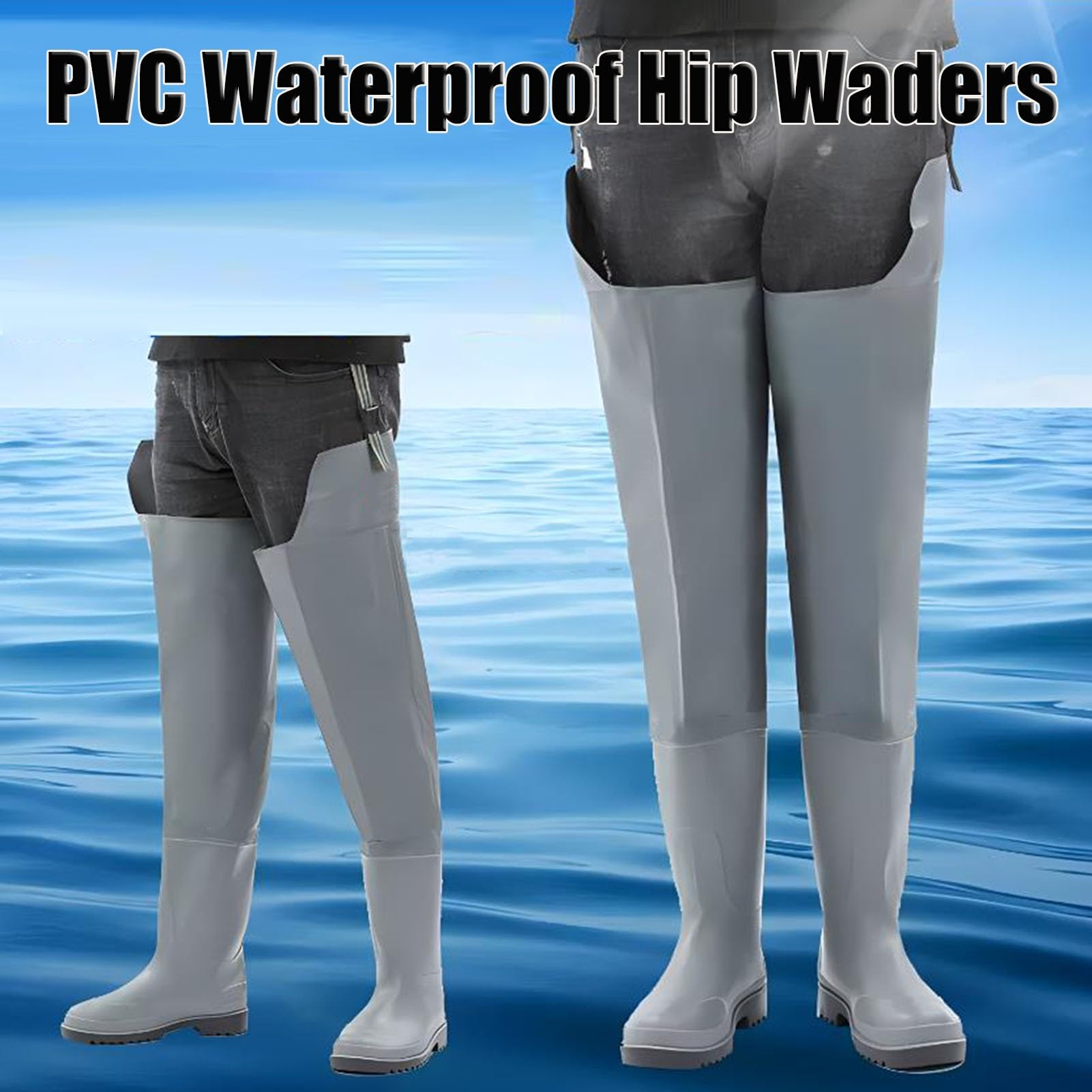 Waders Pesca Wader da Pesca per Uomo E Donna, 2 Strati di Nylon/PVC Impermeabili, Stivali da Pesca Alti 80 Cm, Facilmente Regolabili