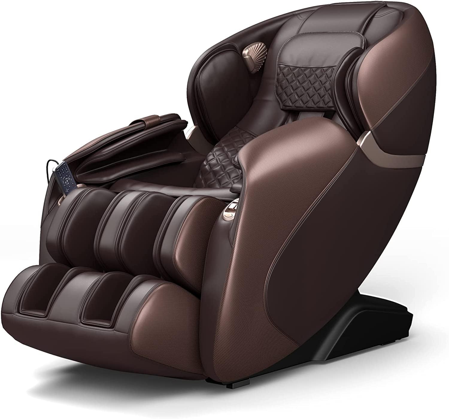 COSTWAY Massage Chair, Full Body Zero Gravity Massage Recliner with 12 Auto Modes, 53-Inch SL Track, 28 Airbags, Thai Stretch, Bluetooth Speaker, Foot Roller, Heat Therapy, Space-Saving, Brown
