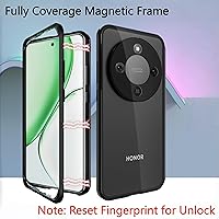 Vista 2 de QUIETIP Funda magnética para Honor Magic 8 Pro, marco de metal, cubierta de vidrio templado transparente de doble cara, color plateado