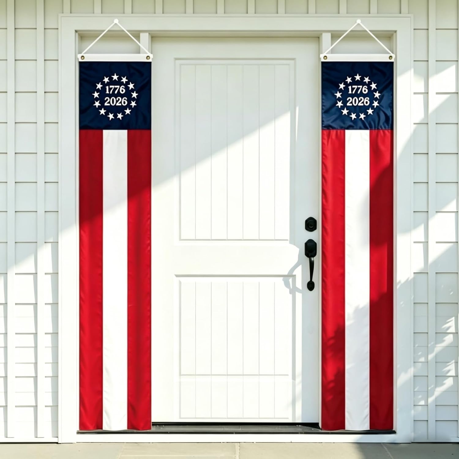 AMZFLAG 1776 2026 Door Banners 2 Pack for 250 Anniversary Decorations, Embroidered Betsy Ross 13 Colonial Patriotic Outdoor Decor for 4th of July Independence Day, Memorial Day, Veterans Day 20x96 Inch
