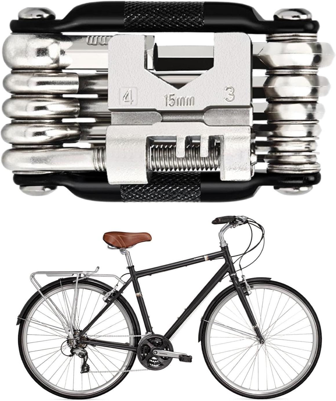 Cycle Repair Kit,Cycle Multitools 16 in 1 Compact Cycling Tool | Multifunction Chain Breaker with Hex Wrench Motorcycle Accessories for Mountain Bikes