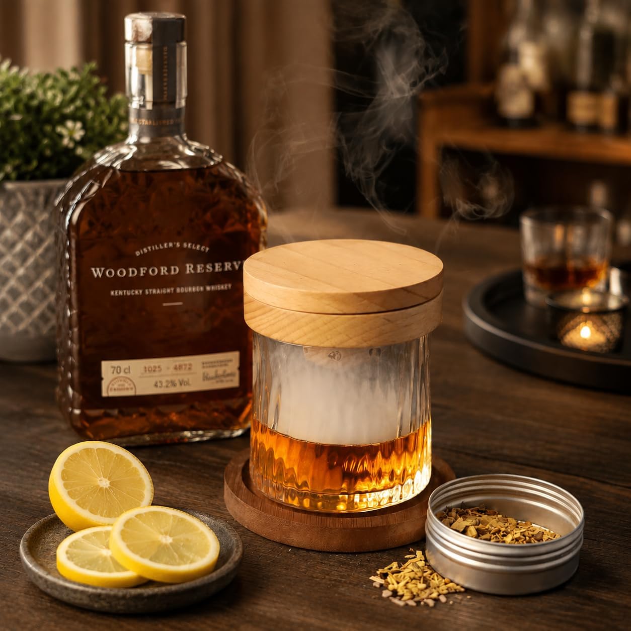 Whiskey Smoker Kit, Cocktail Smoker Infuser Kit with 4 Flavor Wood Chips, Premium Wooden Old Fashioned Drink Smoker Set for Bourbon Whiskey, Cocktail Bar Accessories, Gifts for Men, Dad, Husband image 4
