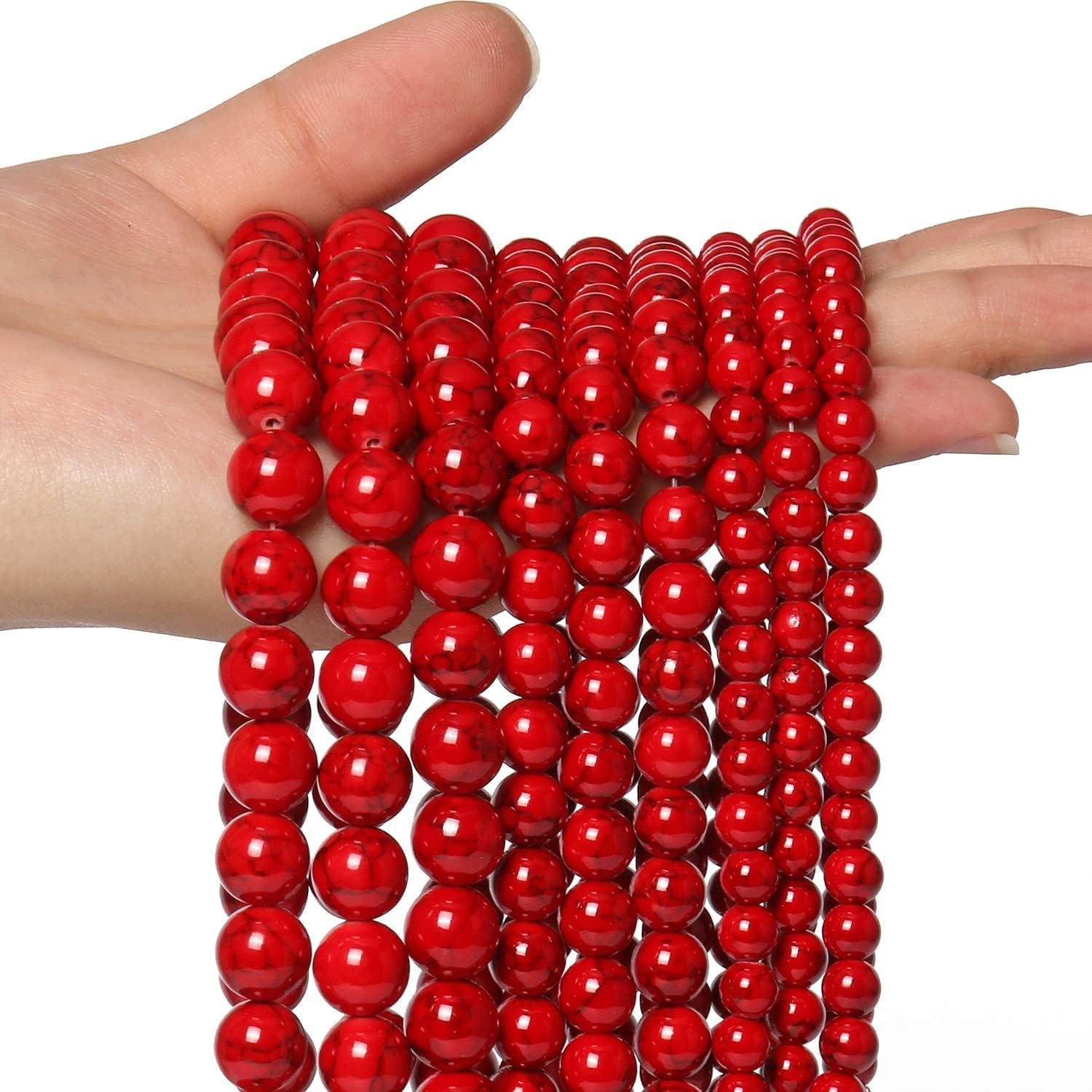 35pcs 10mm Red Beads Red Turquoise Bead Crystal Gemstone Beads for Bracelets, Natural Stone Beads for Jewelry Making DIY Bracelet Necklace - Image 9