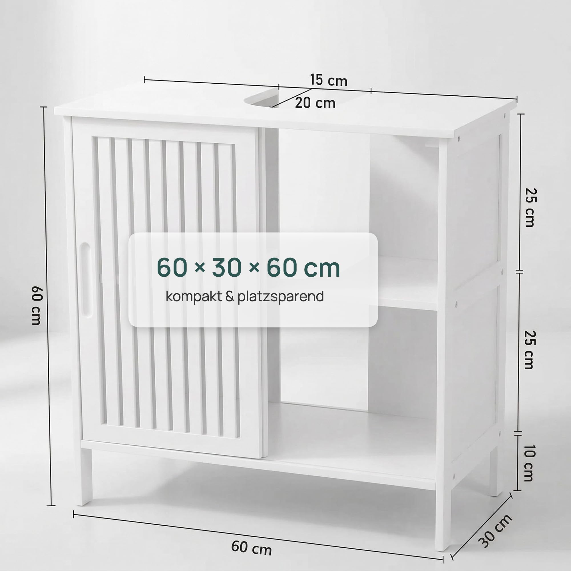 MY FAT GORILLA Mobile sottolavabo in bambù bianco – mobili da bagno – 60 x 30 x 60 cm – Mobile da bagno – Mobile sottolavabo – Mobile lavabo – mobile da bagno