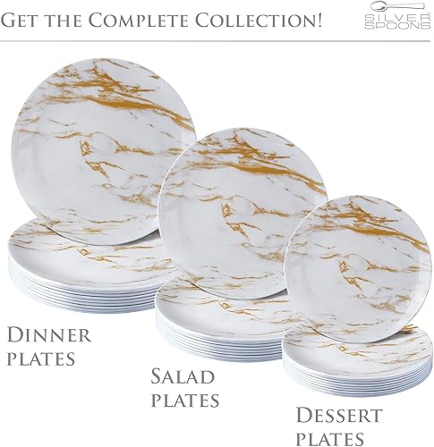 Miniatura 4 de SILVER SPOONS Platos de cena desechables con diseño de mármol para fiesta (10 unidades) Juego de vajilla desechable de alta resistencia de 10.25