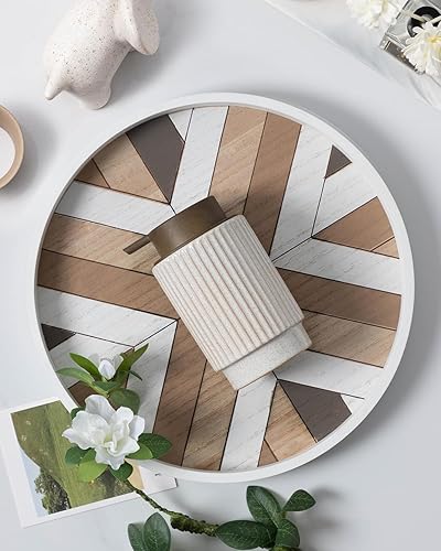 Miniatura 2 de Fun Elements Dispensador de jabón de cerámica, dispensador de jabón de plástico de grano de madera, botella recargable de 10 onzas para jabón