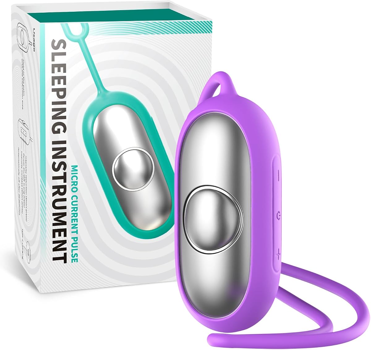Dispositivo de relajación portátil para adultos y niños – Herramienta calmante portátil con pulso suave para estrés y relajación, NO descarga eléctrica, 8 niveles ajustables, USB-C recargable (púrpura)