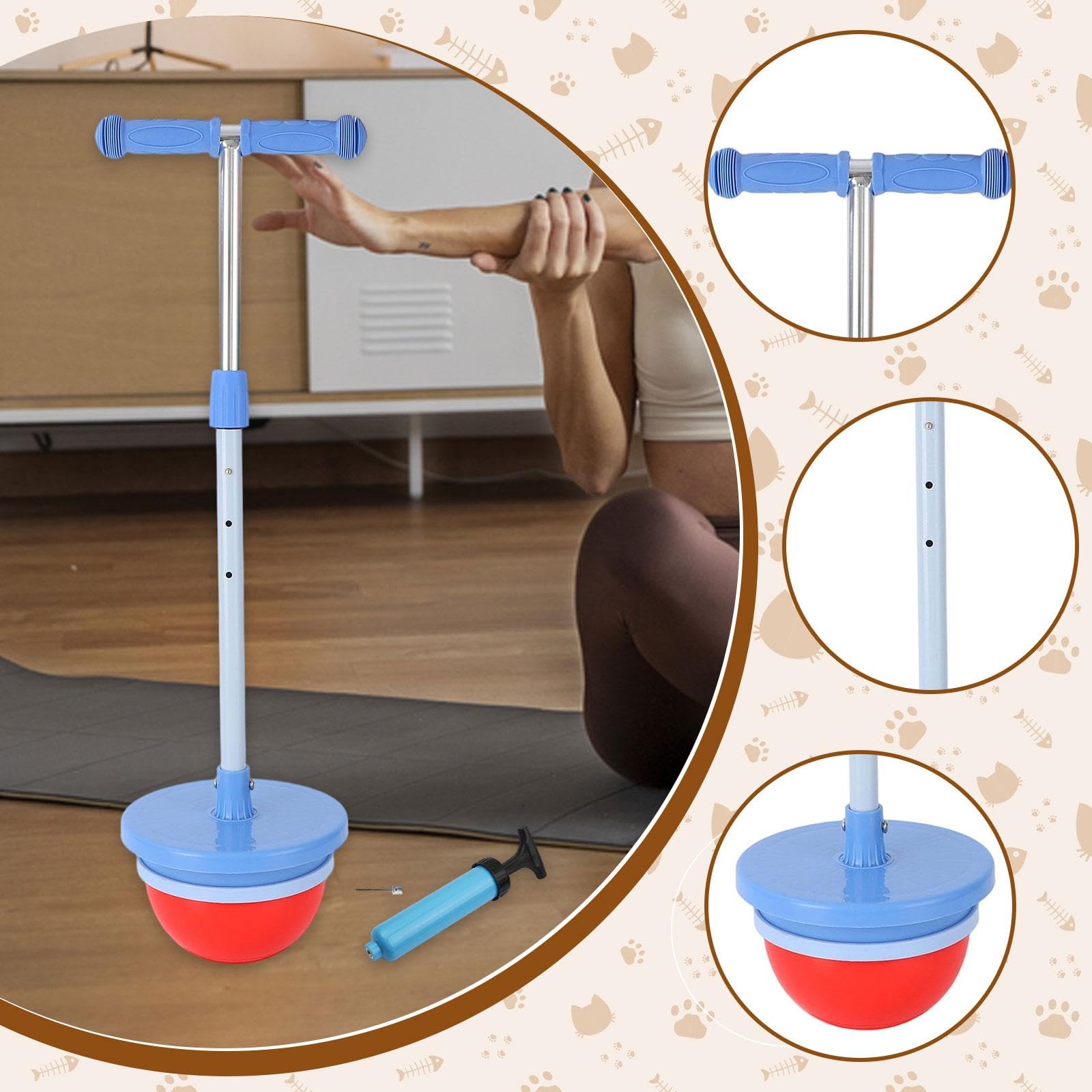 Pogo Ball, Hüpfball, Sprungbrett, Fitnessspielzeug, Robustes PP Und Eisen, Sprungstab mit Strukturierter Unterseite, Geeignet für Jungen Und Mädchen