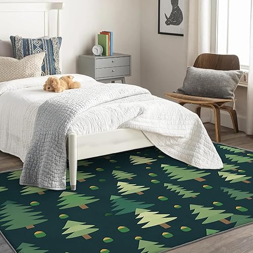 Miniatura 2 de Alfombra de bosque de 6 x 8 pies, alfombra de bosque para sala de estar, dormitorio, alfombra de área de pino para niños y decoración de dormitorio,