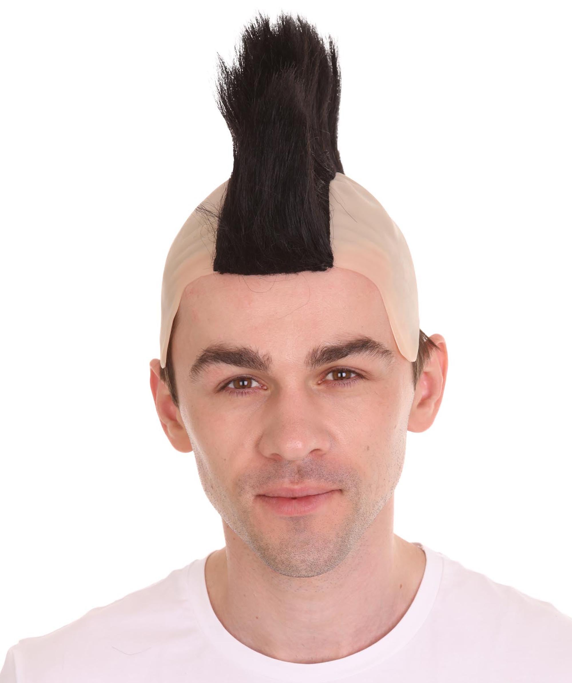 HPO Men's Mohawk Punk Rock Spiky Straight Spiked Fancy Black Wig, Synthetic Soft Fiber Halloween Hair - Image 3