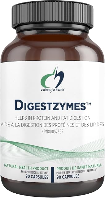 Designs for Health Digestzymes - Digestive Enzymes with Betaine HCl (Betaine Hydrochloride) + Pepsin Supplement - Non-GMO + Gluten-Free (90 Capsules)