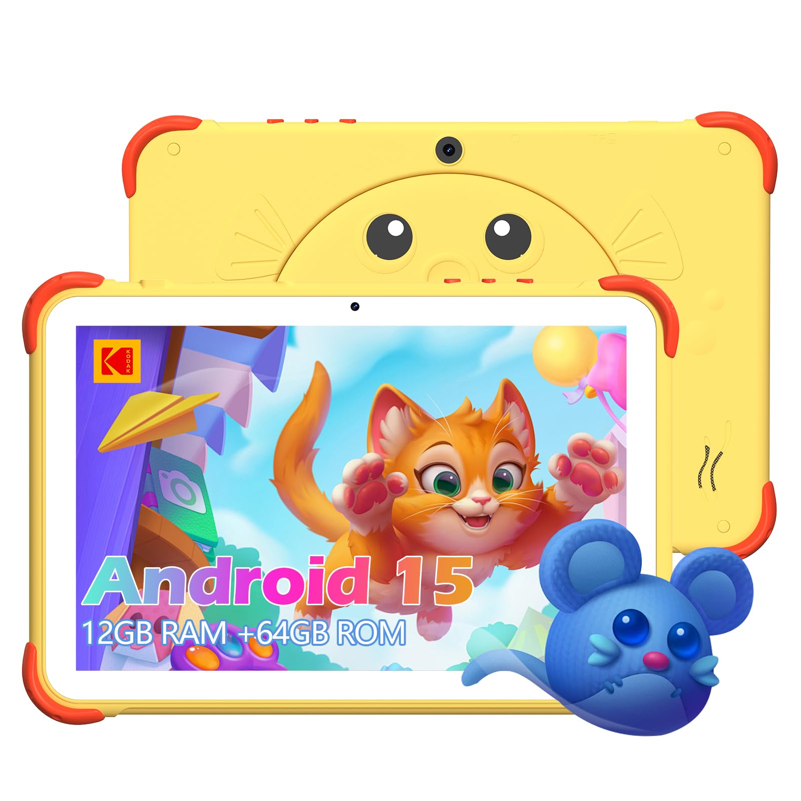 KODAK Tablet infantil Android 15 de 10,1 polegadas, 12 GB de RAM + 64 GB de ROM (expansão