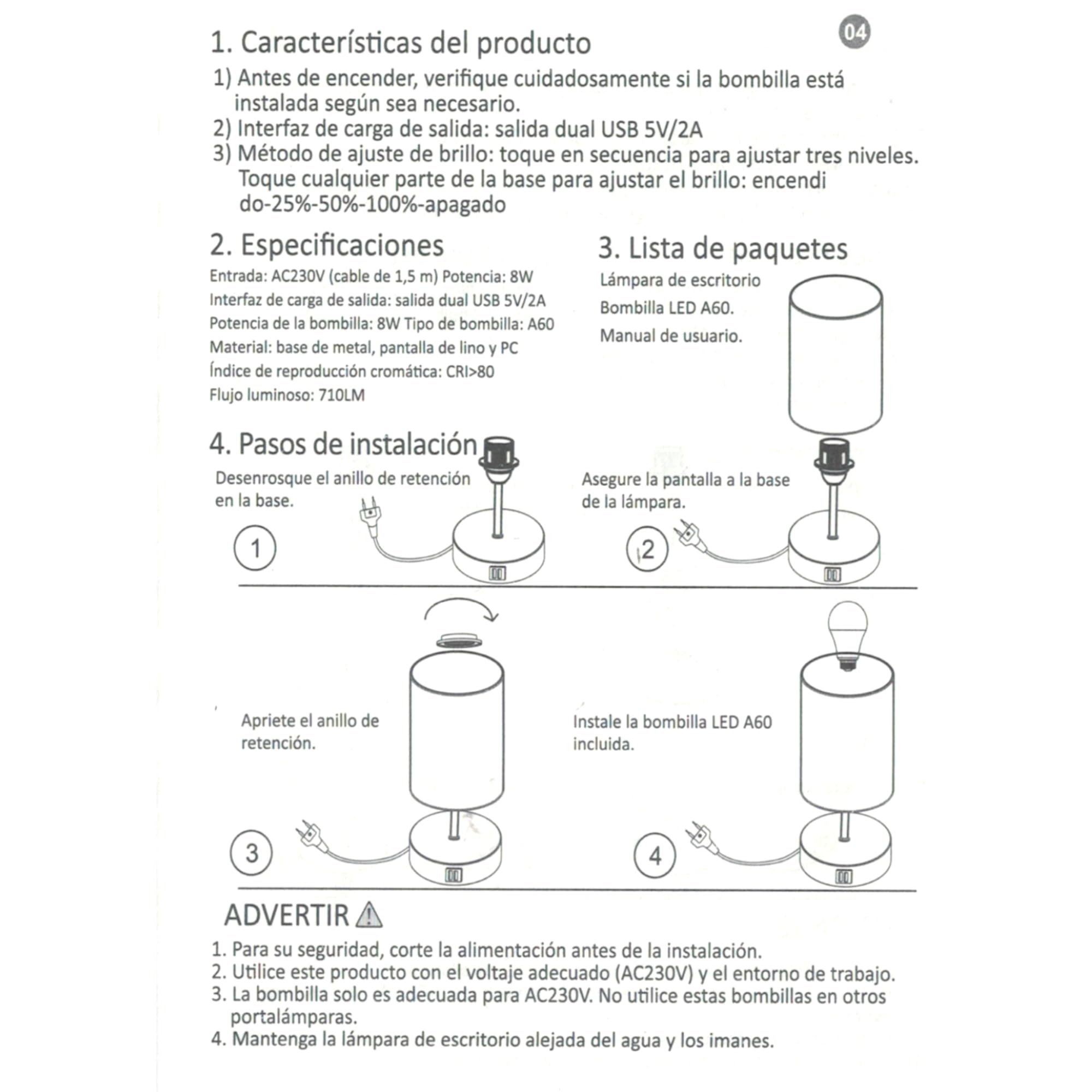 Set de 2 Lámparas de Mesita de Noche Táctiles con Cargador USB Luz Mesita de Noche Regulable 3 Niveles Lámpara Mesilla de Noche LED Dormitorio Bombillas Incluidas Pack Regalo Premium Candeeiro de Mesa