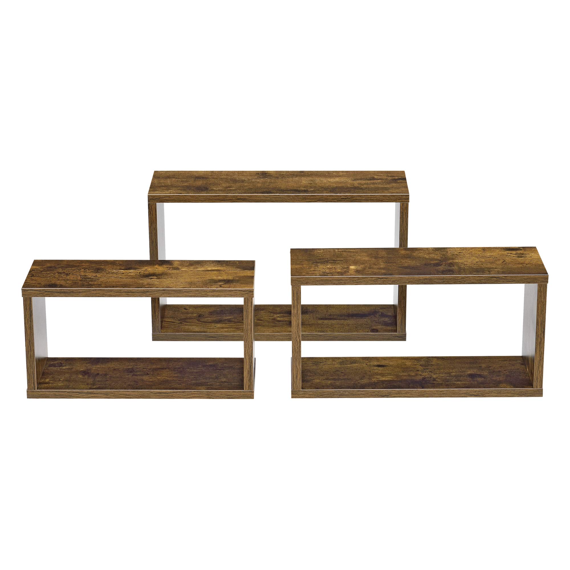 [en.casa] Set di 3 Mensole Rettangolari da Parete di Misure Diverse Ripiani Portaoggetti Modulari Sospesi a Muro per Libri Oggetti Decorativi Soggiorno Ingresso Studio - Effetto Legno Scuro