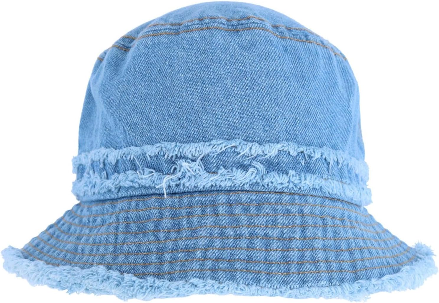 David & Young Women's Distressed Denim Bucket Hat with Frayed Edges