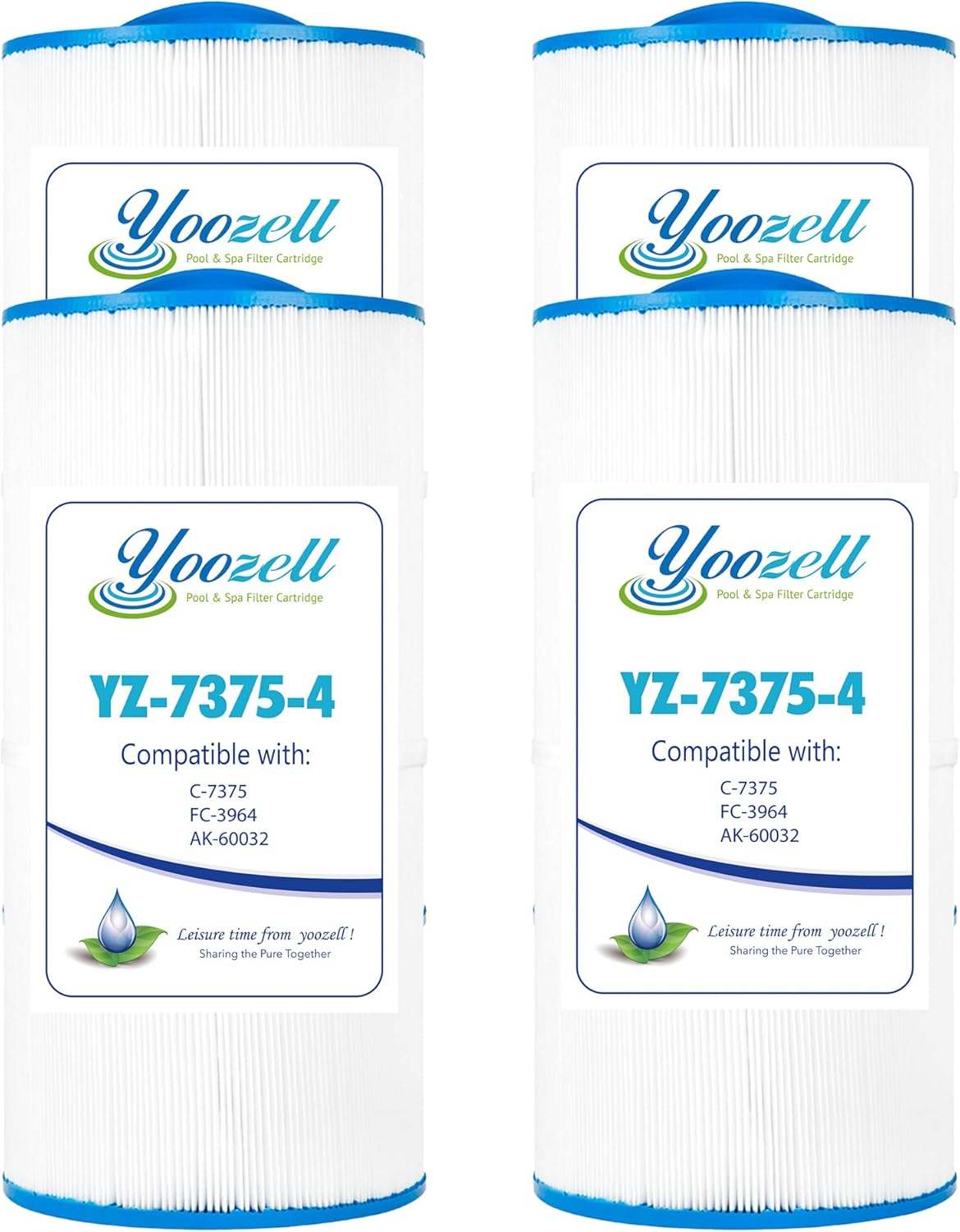 Spa Filter Cartridge Compatible with Unicel C-7375, Filbur FC-3964, AK-60032, APCC7500, Pleatco PCD75N, 1019301, 75 Sqft, 4 Pack