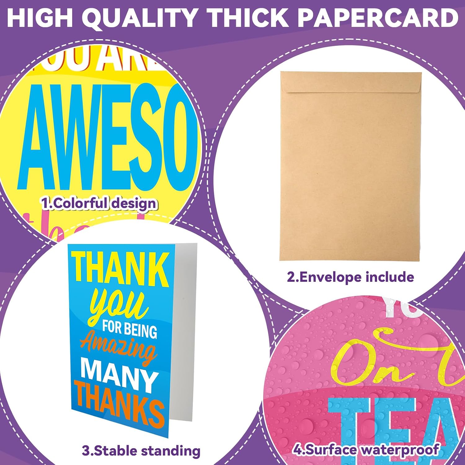6PCS Large Thank You Cards Big 14 x 21 Inch Employee Thank You Gifts Giant Gratitude Greeting Cards with Envelopes Appreciation Card Thanks for Employee Birthday Thanksgiving Christmas Jumbo Gifts