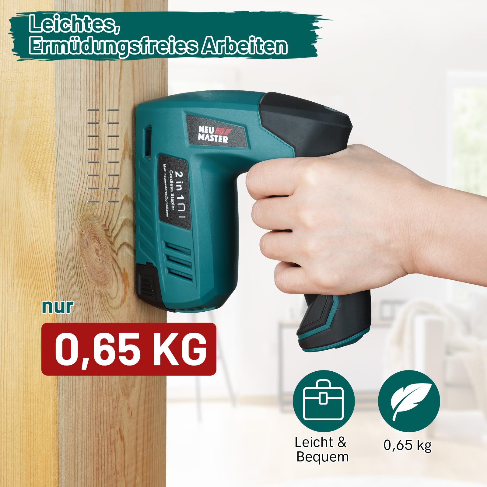 NEU MASTER Akku Tacker, 2-in-1 4V Elektrotacker Akku Mit Ladekabel, 1000 Heftklammern &1000 Nägel, Nägler für Bastelarbeiten, DIY und Polsterarbeiten