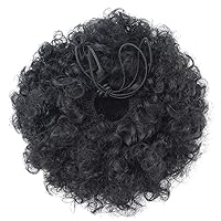 Vista 5 de Extensión de cola de caballo afro con cordón, corta sintética afro rizada para cabello natural, clip de cabello rizado con cordón, moño