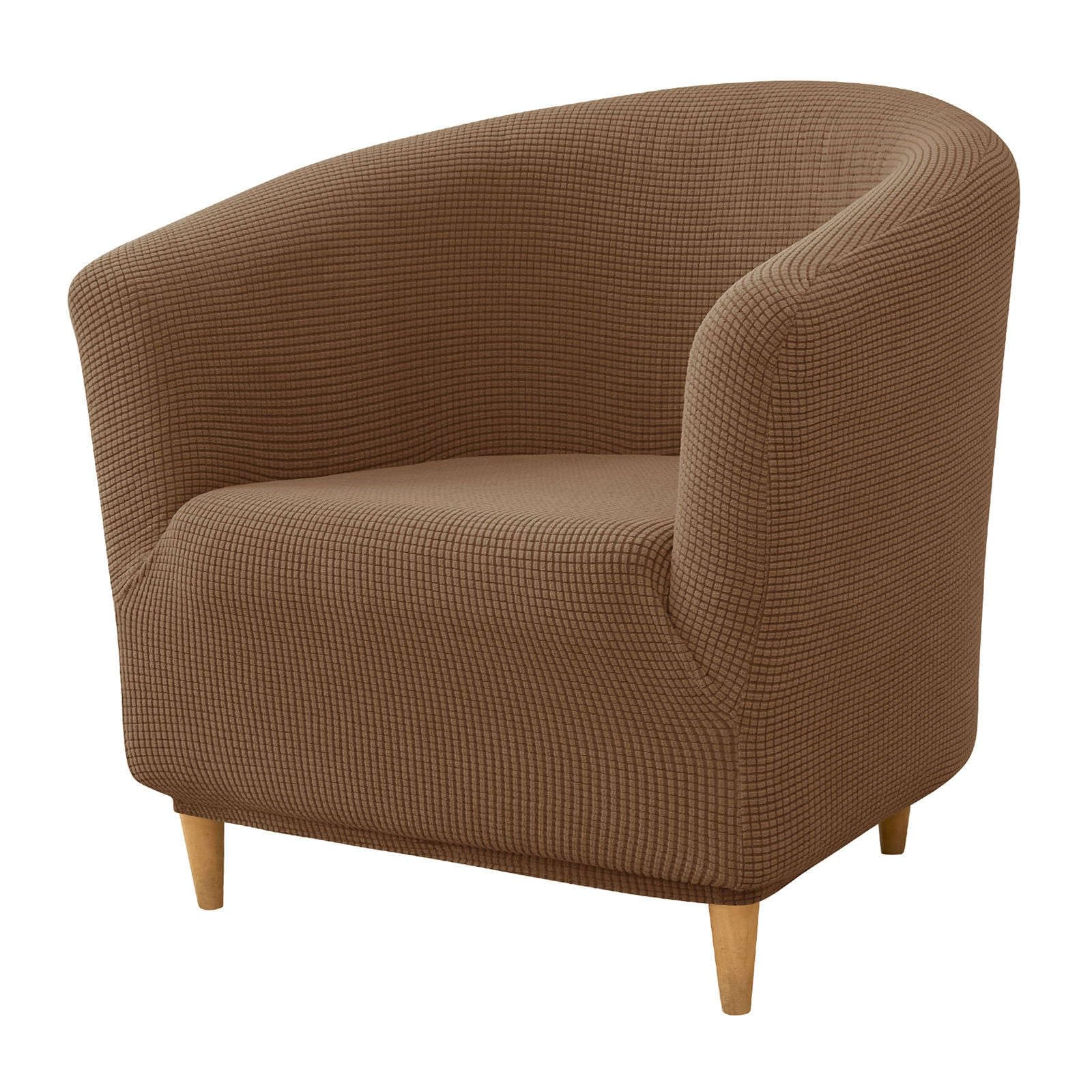 Jhld Deep Coffee Stretch Club Chair Slipcover 1 Piece, Jacquard Tub Chair Cover Spandex With Elastic Bottom Tub Chair Slipcover Non Slip For Living Room-1 Piece