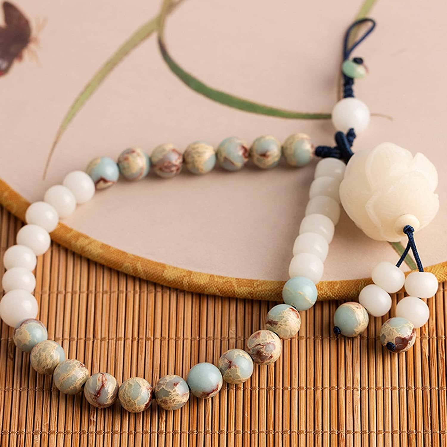 Cinturino Cordino Per Telefono A Bracciale - Perline In Legno Naturale Di Sandalo 6mm - Accessorio Mala Con Rosari - Fatto A Mano - 4
