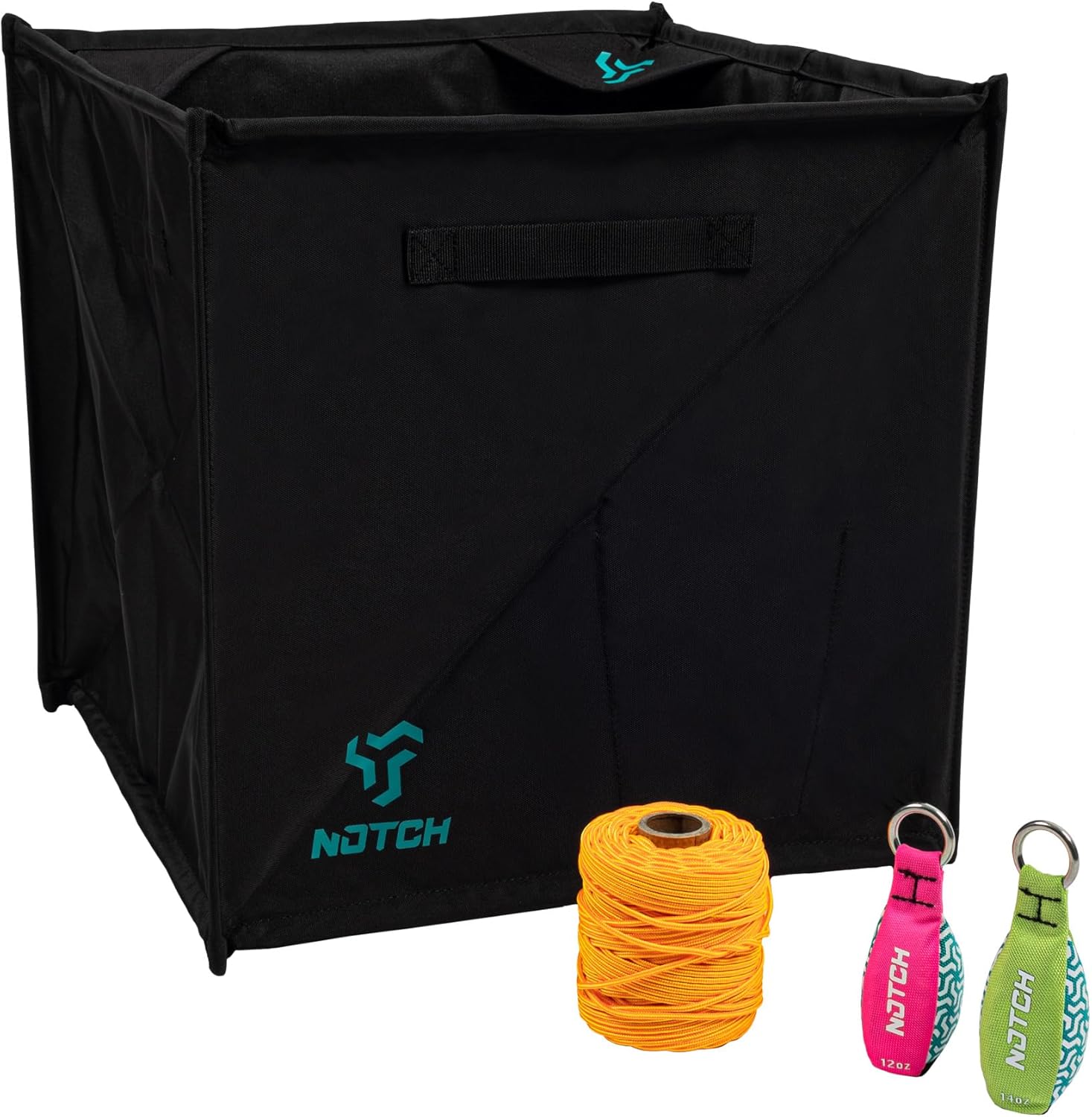 Notch Throwline Starter Kit Includes: 1 Folding Cube, Neon Plus 3mm x 200' Throwline & 2 Zero Throw Weights 12 & 14 oz. Sizes (32395)