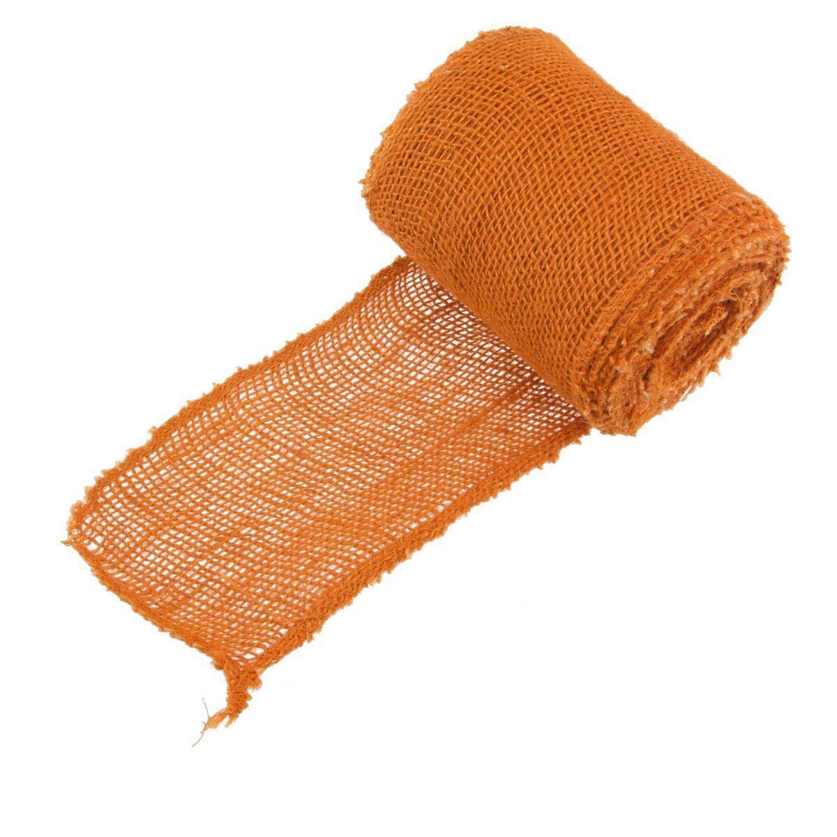 JubileeYarn Burlap Jute Craft Ribbon - 5.5" x 10 Yards - Orange - 3 Rolls