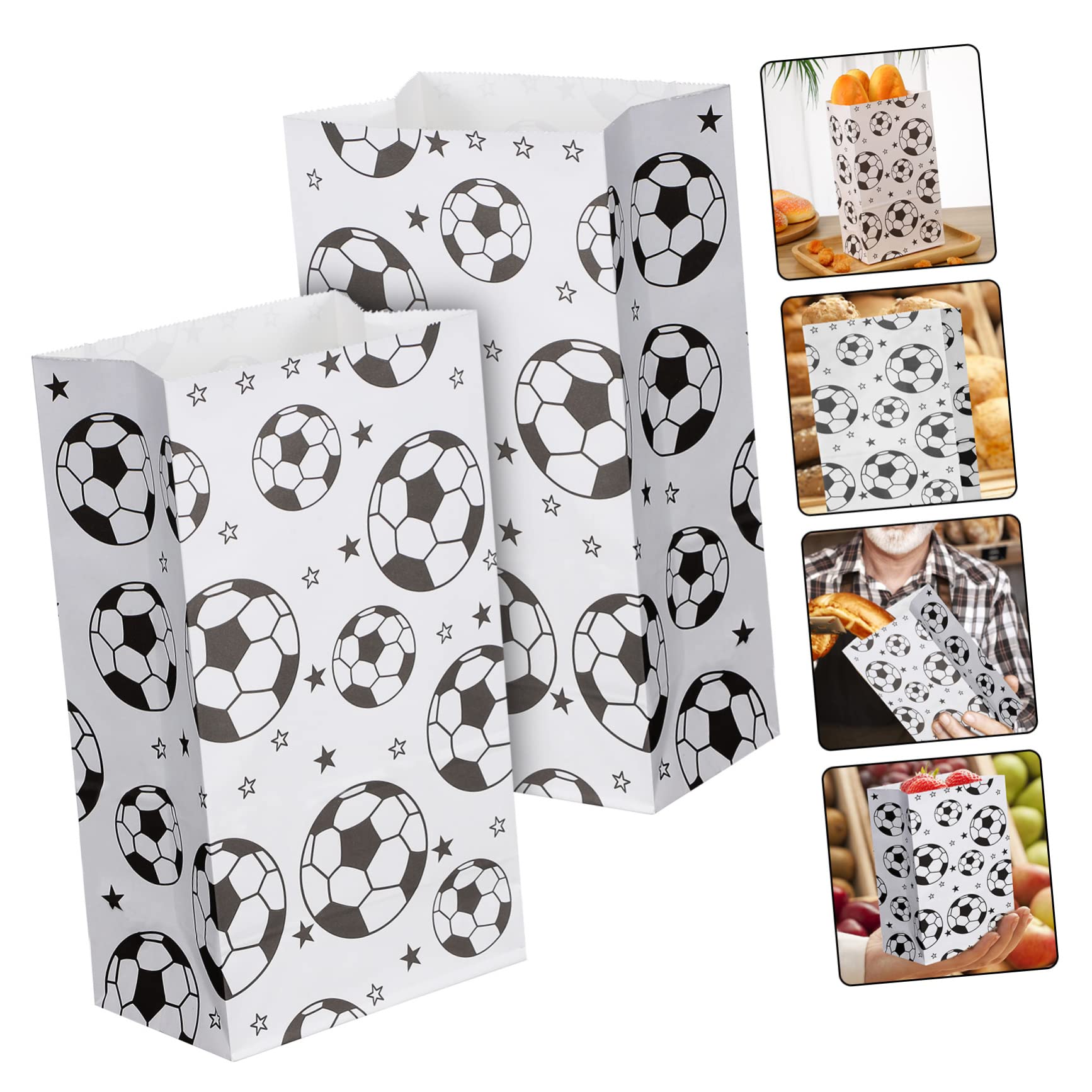 Healeved 80piezas Bolsas De Papel Temáticas De Fútbol De Resistentes y Reutilizables Para Fiestas y Eventos Deportivos Diseño Atractivo Para Dulces y Sorpresas